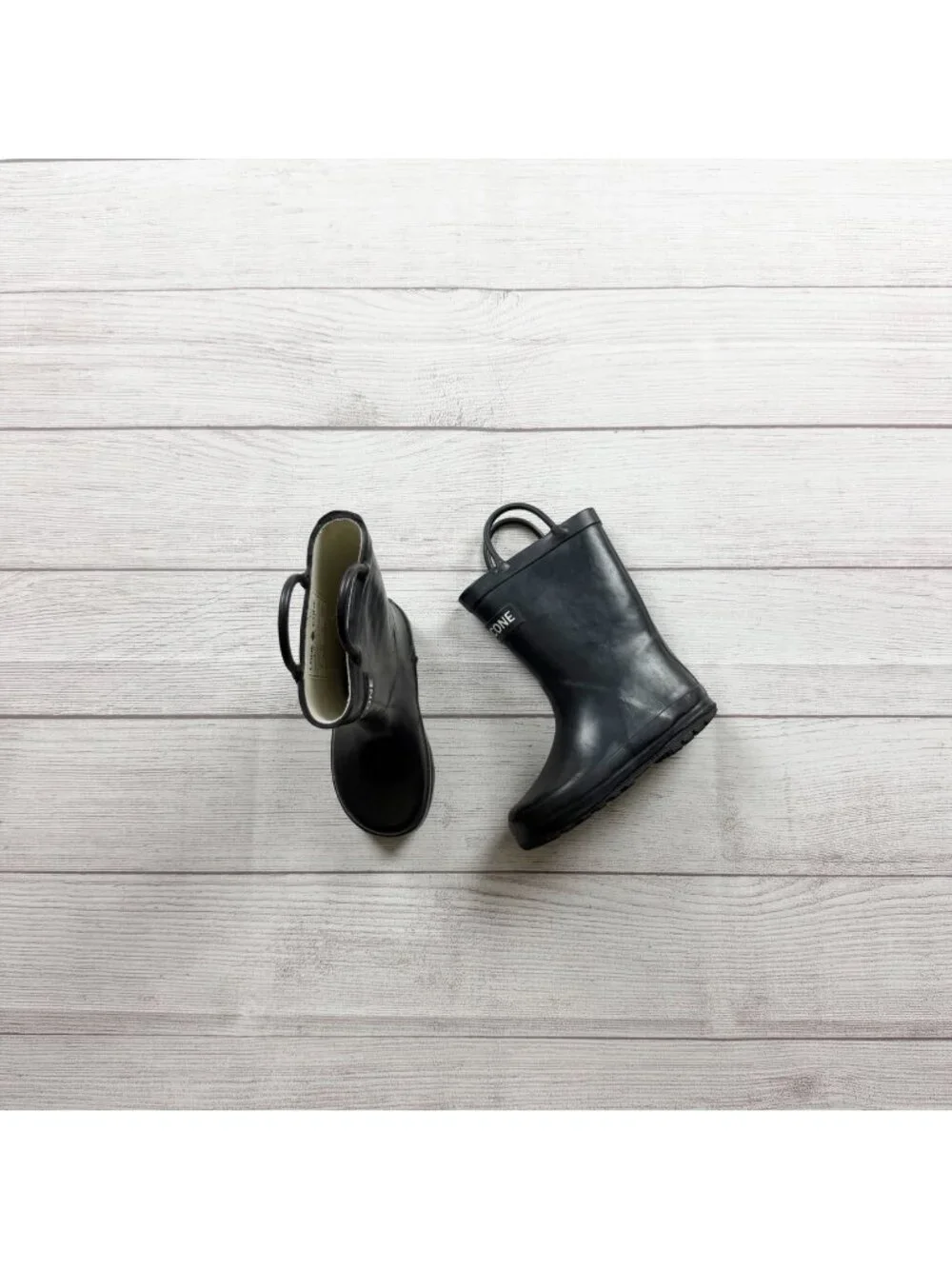 Lone Cone Black Rubber Rain Boots Waterproof Durable Easy Pull-On Handles 8